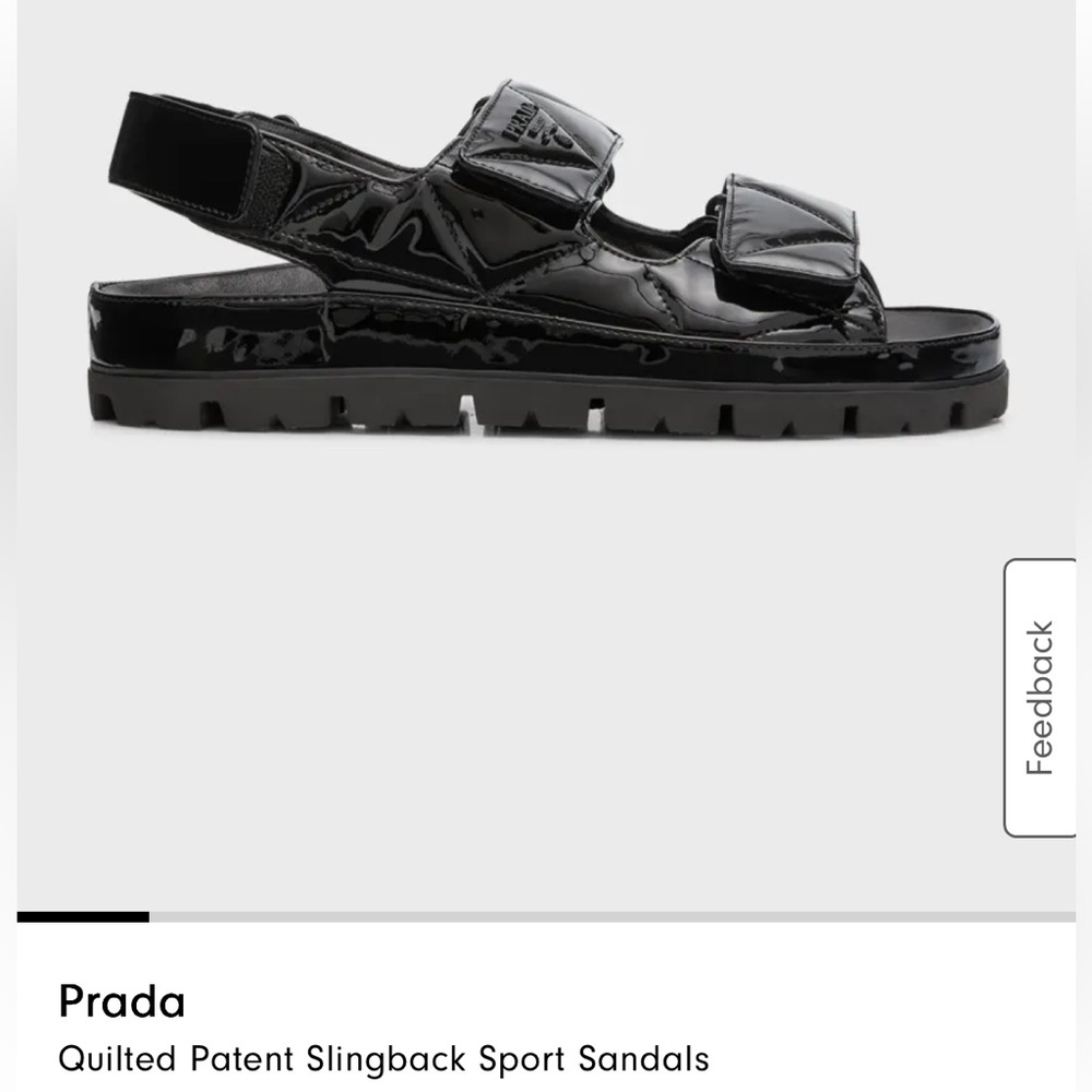 Prada Black Quilted Patent Sandals